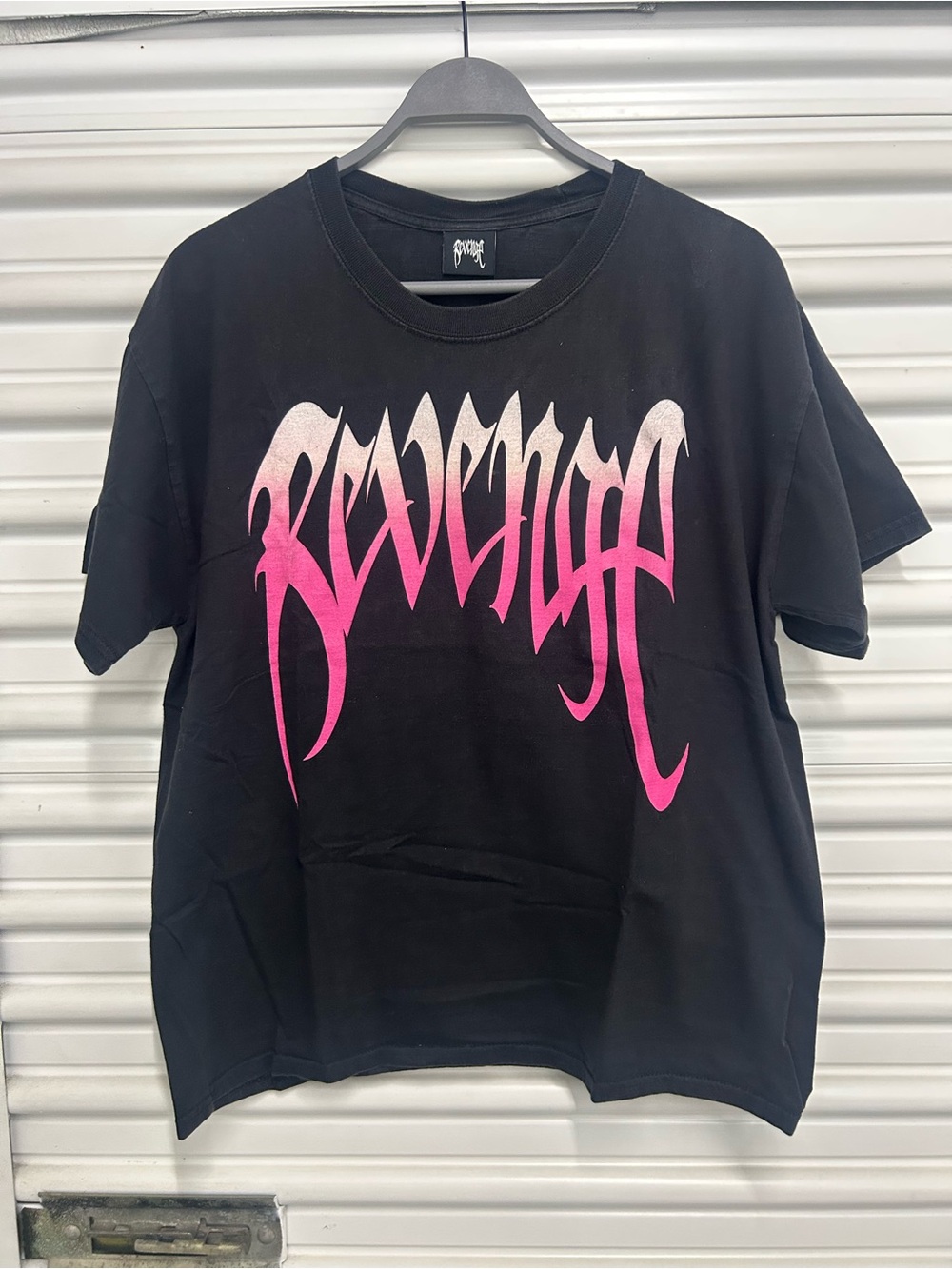 Revenge Clothing Black Tee with Pink Ombre Script